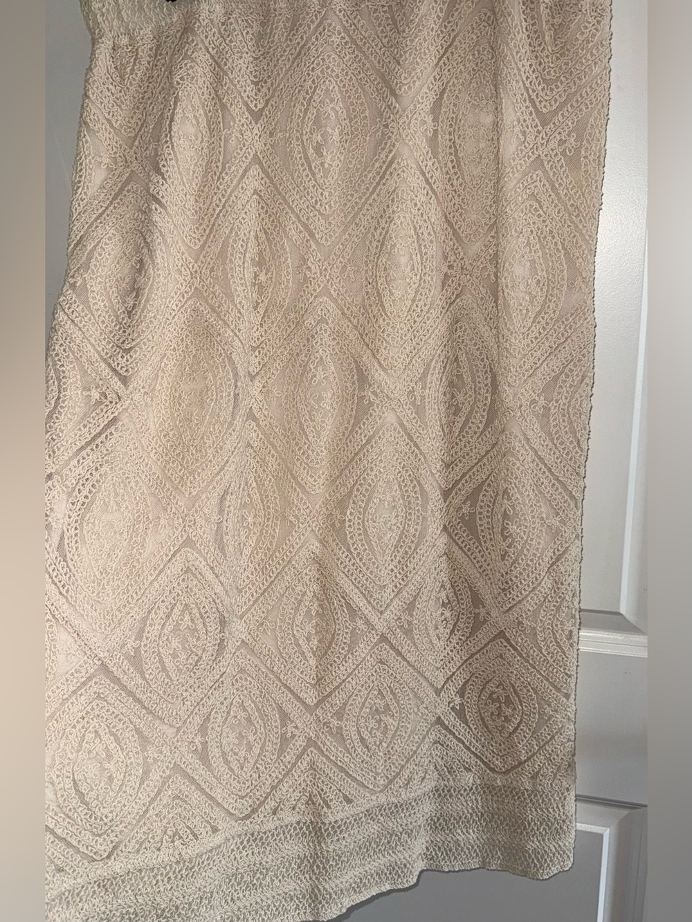 Cream Textured Midi Skirt - Picture 3 of 12